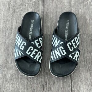 Opening Ceremony Black Slides with White Lettering
